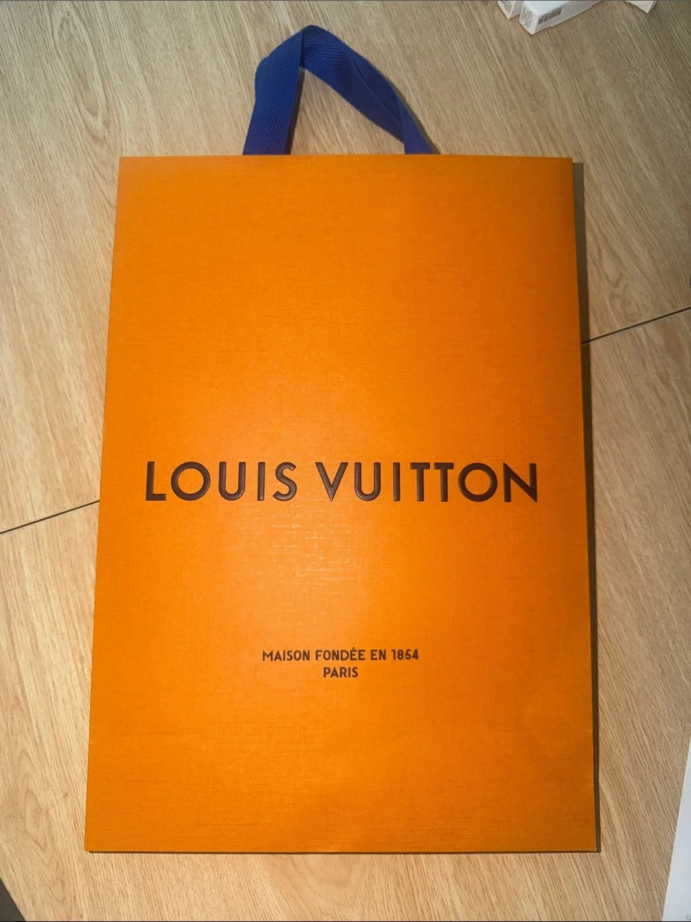Louis Vuitton Orange Gift Bag with Blue Handles